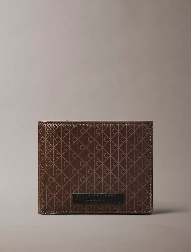 Calvin Klein Allover Emblem Logo Bifold Wallet with Coin Pouch